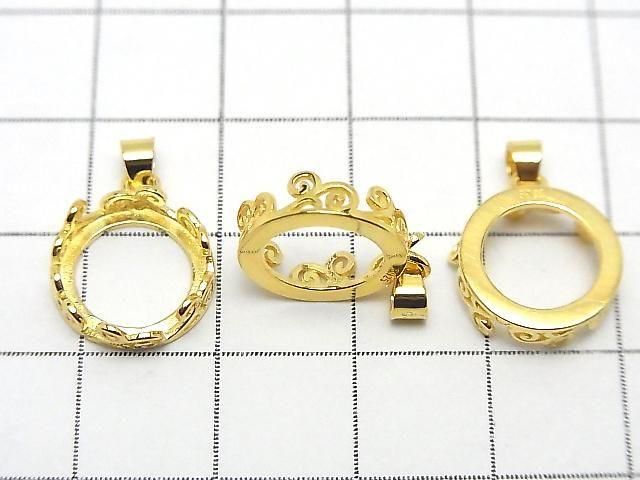 [Video] Silver925 Openwork Pendant Frame Round 10.5mm 18KGP 1pc