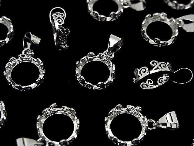 [Video] Metal Openwork Pendant Frame Round 8.5mm Silver Color 1pc