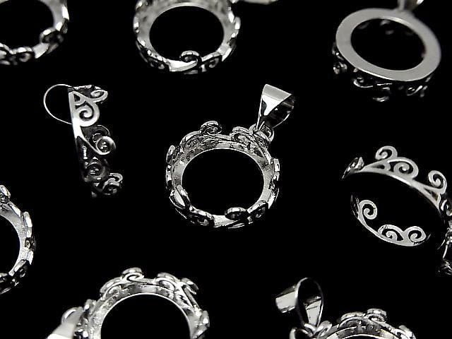 [Video] Metal Openwork Pendant Frame Round 10.5mm Silver Color 1pc