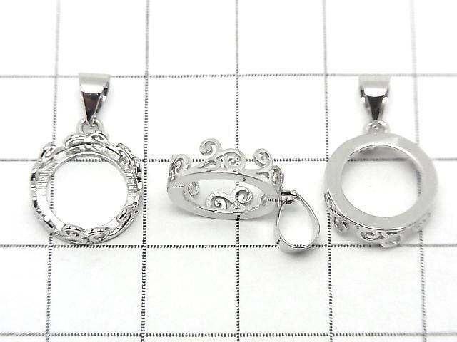 [Video] Metal Openwork Pendant Frame Round 10.5mm Silver Color 1pc