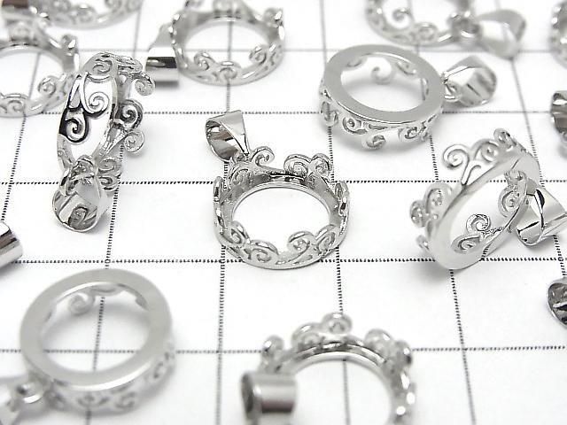 [Video] Metal Openwork Pendant Frame Round 10.5mm Silver Color 1pc