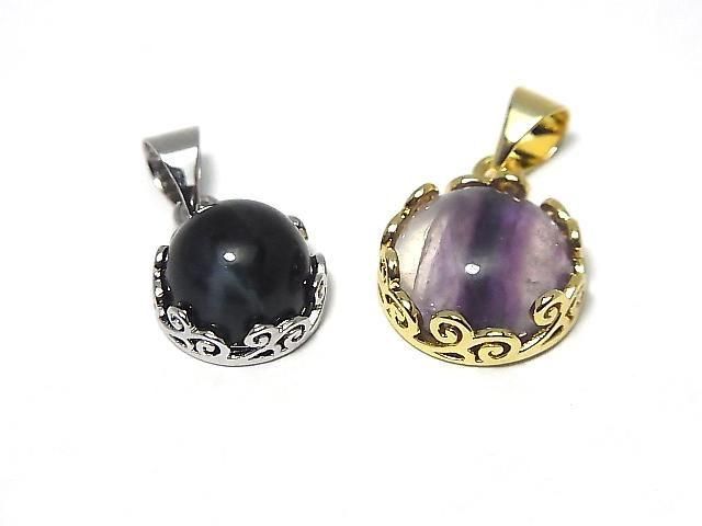 [Video] Metal Openwork Pendant Frame Round 10.5mm Silver Color 1pc