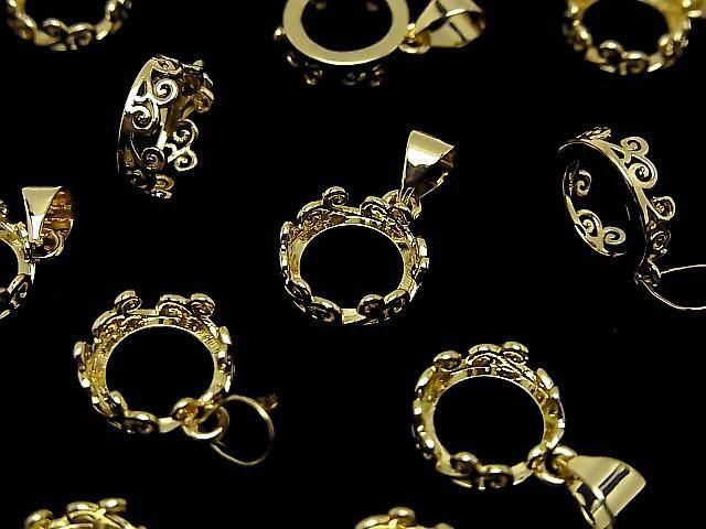 [Video] Metal Openwork Pendant Frame Round 8.5mm Gold Color 1pc