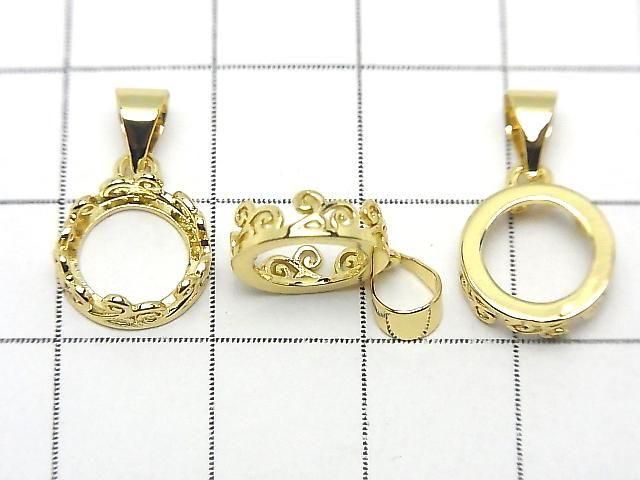 [Video] Metal Openwork Pendant Frame Round 8.5mm Gold Color 1pc