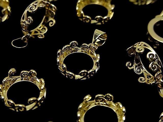 [Video] Metal Openwork Pendant Frame Round 10.5mm Gold Color 1pc
