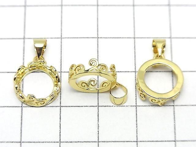 [Video] Metal Openwork Pendant Frame Round 10.5mm Gold Color 1pc