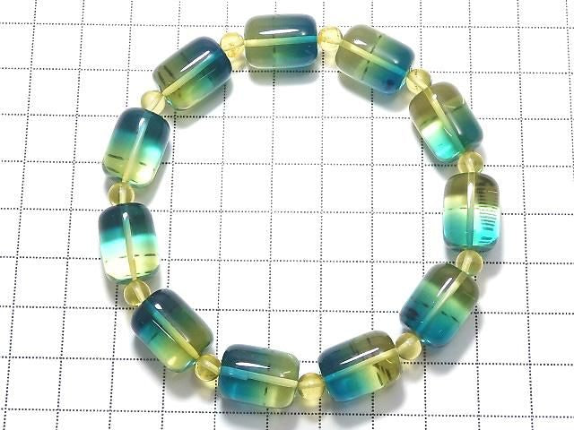 [Video][One of a kind] Blue color Amber Tube & Round Bracelet NO.3