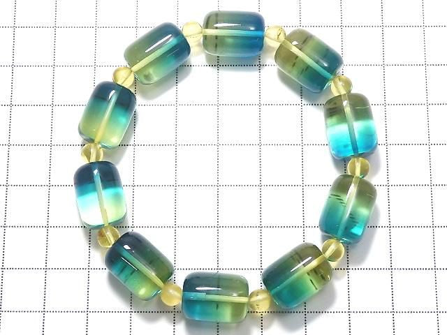 [Video][One of a kind] Blue color Amber Tube & Round Bracelet NO.4