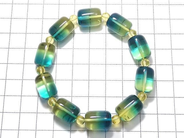 [Video][One of a kind] Blue color Amber Tube & Round Bracelet NO.5