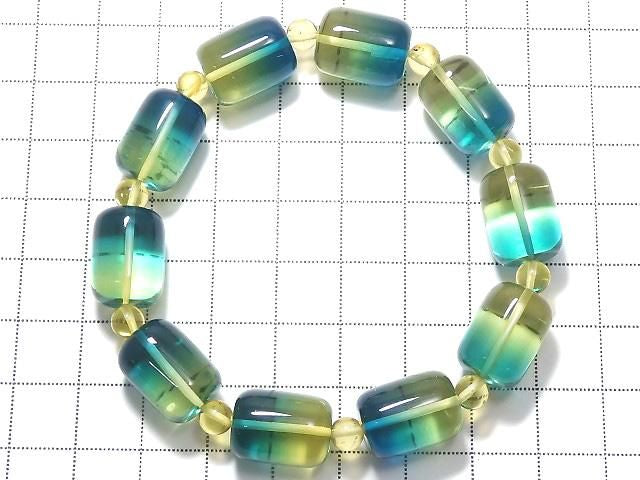 [Video][One of a kind] Blue color Amber Tube & Round Bracelet NO.6