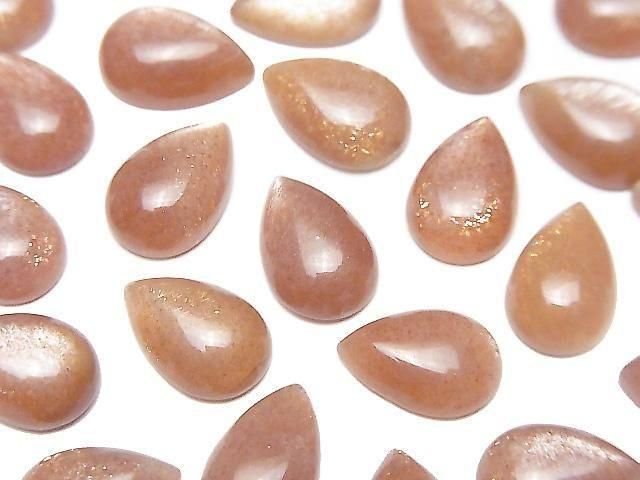 [Video] Orange Moonstone AAA- Pear shape Cabochon 12x8mm 3pcs