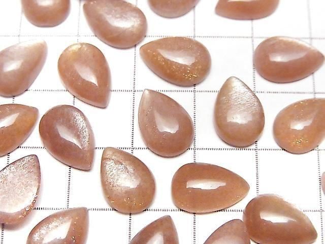 [Video] Orange Moonstone AAA- Pear shape Cabochon 12x8mm 3pcs