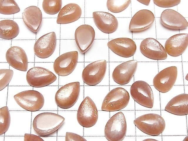 [Video] Orange Moonstone AAA- Pear shape Cabochon 12x8mm 3pcs