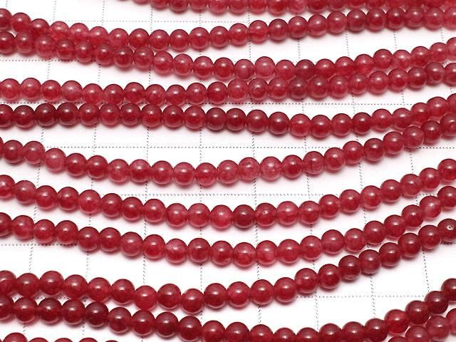 Red Jade Round 4mm 1strand beads (approx. 15 inches/36 cm)