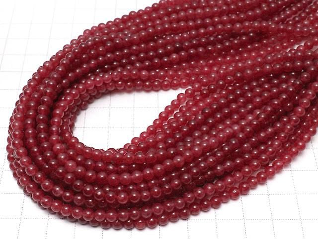 Red Jade Round 4mm 1strand beads (approx. 15 inches/36 cm)
