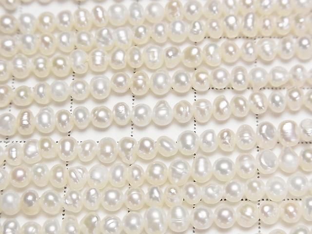 [Video] Fresh Water Pearl AA White Potato 4mm 1strand beads (approx. 14inch/34cm)