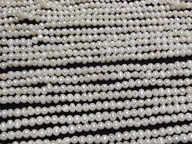 [Video] Fresh Water Pearl AA White Potato 4mm 1strand beads (approx. 14inch/34cm)