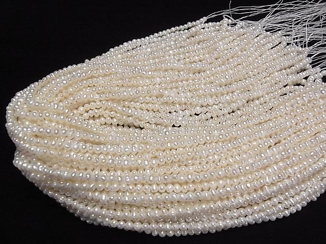 [Video] Fresh Water Pearl AA White Potato 4mm 1strand beads (approx. 14inch/34cm)