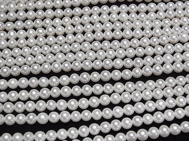 [Video] Fresh Water Pearl AAA- Semi Round 5mm White 1strand beads (approx. 15 inches/37 cm)