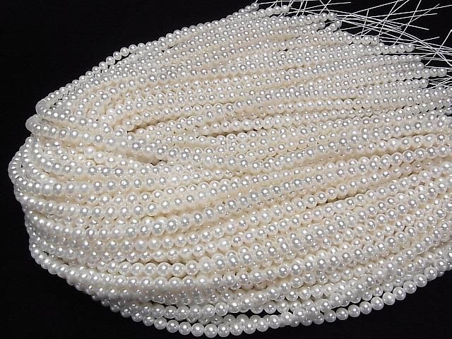 [Video] Fresh Water Pearl AAA- Semi Round 5mm White 1strand beads (approx. 15 inches/37 cm)