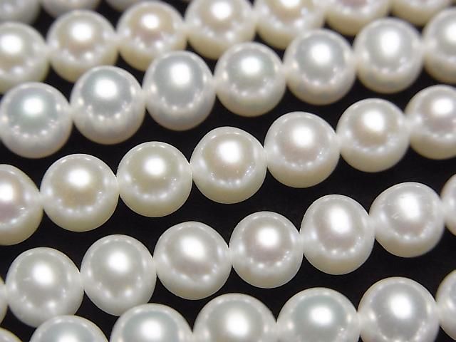 [Video] Fresh Water Pearl AAA Semi Round 5.5mm White Half or 1strand beads (approx. 15inch/37cm)