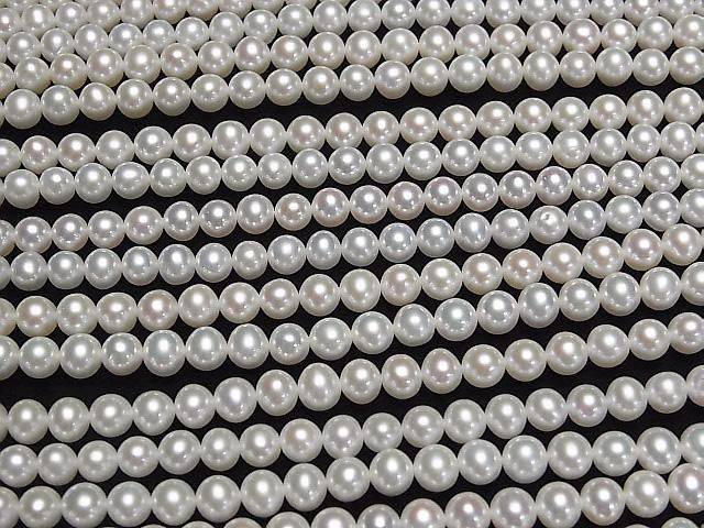 [Video] Fresh Water Pearl AAA Semi Round 5.5mm White Half or 1strand beads (approx. 15inch/37cm)