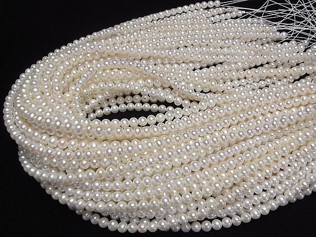 [Video] Fresh Water Pearl AAA Semi Round 5.5mm White Half or 1strand beads (approx. 15inch/37cm)