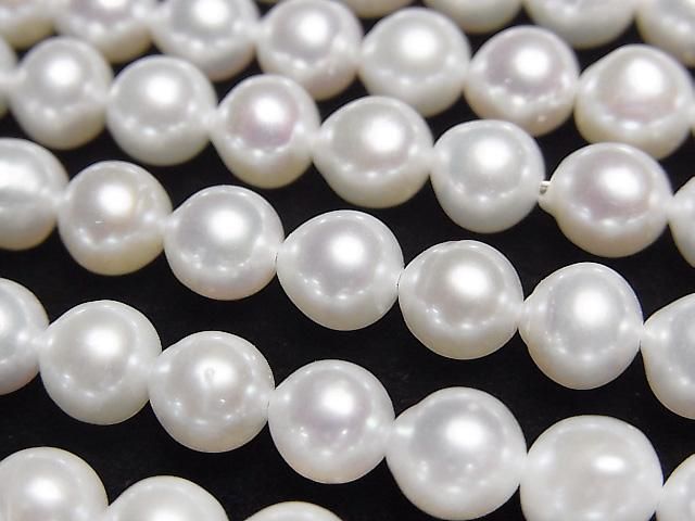 [Video] Fresh Water Pearl AA++ Potato-Drop 6-6.5mm White 1strand beads (approx. 15inch/38cm)