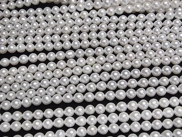 [Video] Fresh Water Pearl AA++ Potato-Drop 6-6.5mm White 1strand beads (approx. 15inch/38cm)