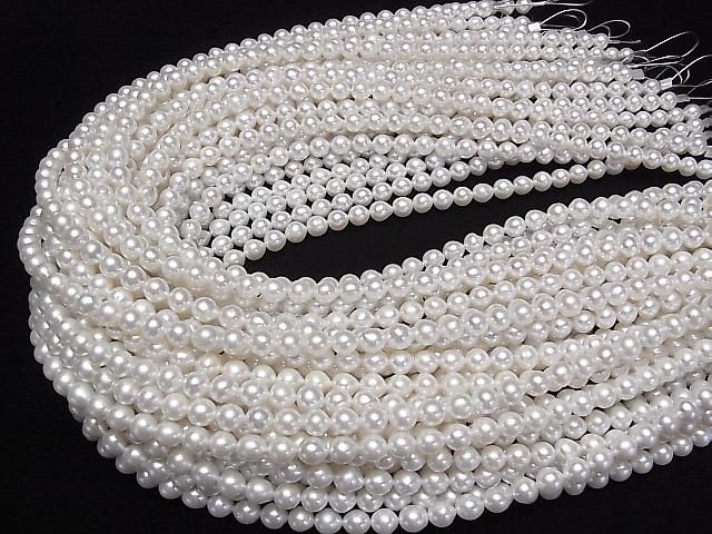 [Video] Fresh Water Pearl AA++ Potato-Drop 6-6.5mm White 1strand beads (approx. 15inch/38cm)