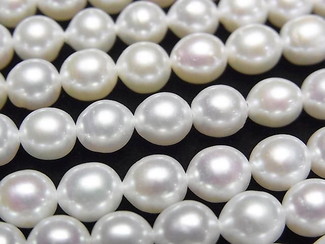[Video] Fresh Water Pearl AA++ Rice-Drop 6-7mm White 1strand beads (approx. 15inch/38cm)