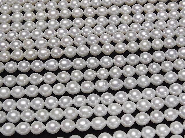 [Video] Fresh Water Pearl AA++ Rice-Drop 6-7mm White 1strand beads (approx. 15inch/38cm)