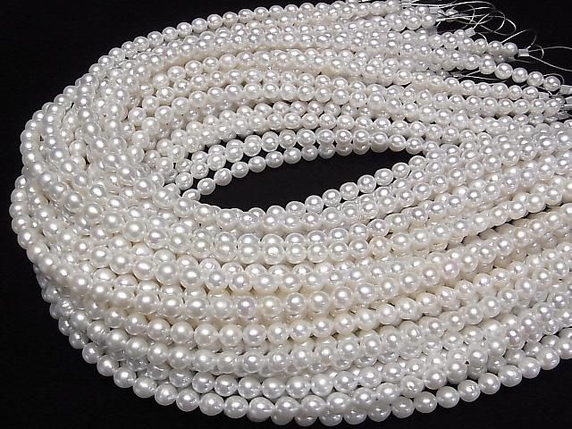[Video] Fresh Water Pearl AA++ Rice-Drop 6-7mm White 1strand beads (approx. 15inch/38cm)