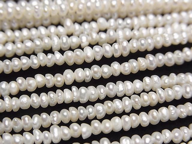 [Video] Fresh Water Pearl AA+ White Rondelle 2.5mm 1strand beads (approx. 15inch/36cm)