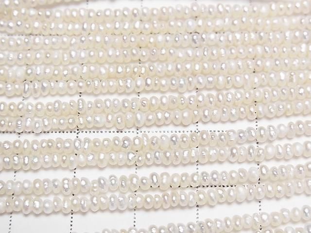 [Video] Fresh Water Pearl AA+ White Rondelle 2.5mm 1strand beads (approx. 15inch/36cm)