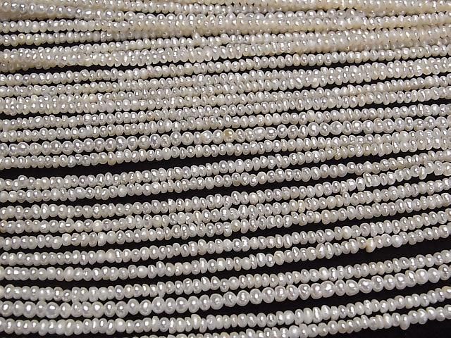 [Video] Fresh Water Pearl AA+ White Rondelle 2.5mm 1strand beads (approx. 15inch/36cm)