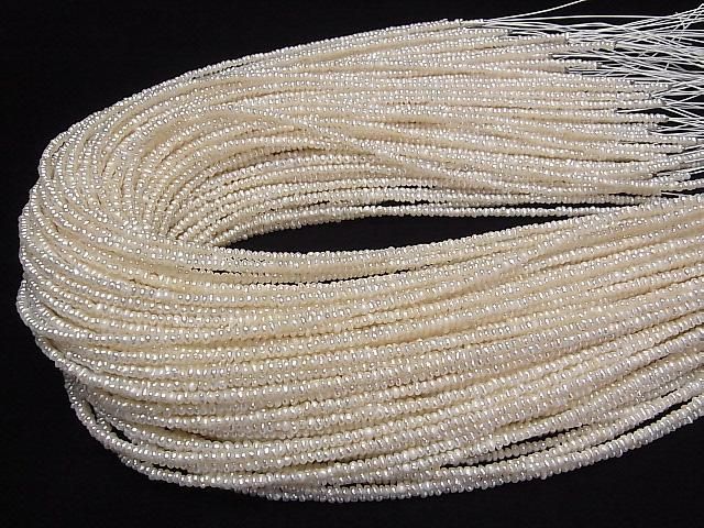 [Video] Fresh Water Pearl AA+ White Rondelle 2.5mm 1strand beads (approx. 15inch/36cm)