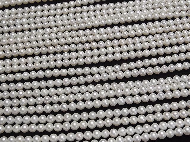 [Video] Fresh Water Pearl AAA- Semi Round 4mm White half or 1strand beads (approx. 15 inches/37 cm)