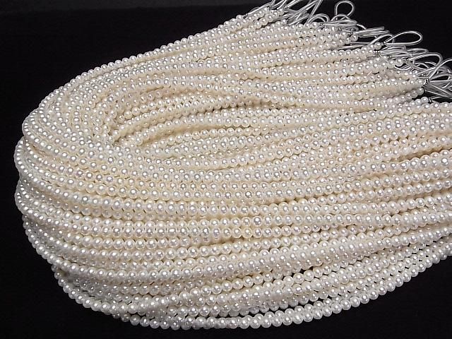 [Video] Fresh Water Pearl AAA- Semi Round 4mm White half or 1strand beads (approx. 15 inches/37 cm)