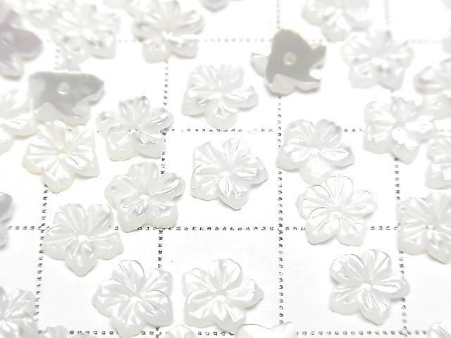 [Video] High Quality! White Shell (Silver-lip Oyster) AAA Flower 7mm Center Hole 4pcs