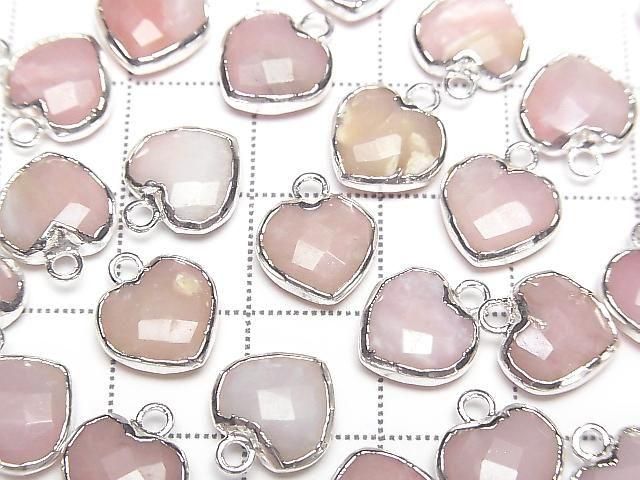 [Video] Pink Opal Heart Cut Charm Silver Color 3pcs