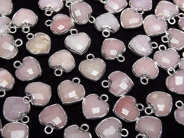 [Video] Pink Opal Heart Cut Charm Silver Color 3pcs