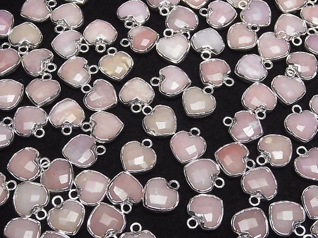 [Video] Pink Opal Heart Cut Charm Silver Color 3pcs