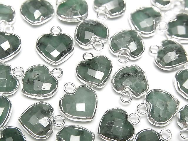 [Video] Emerald Heart Cut Charm Silver Color 3pcs