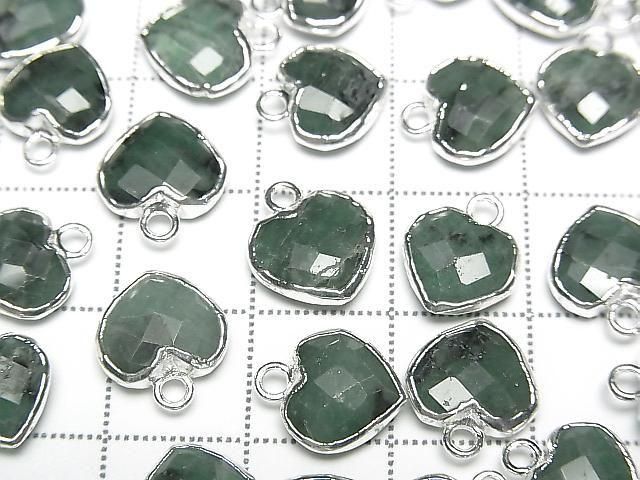 [Video] Emerald Heart Cut Charm Silver Color 3pcs