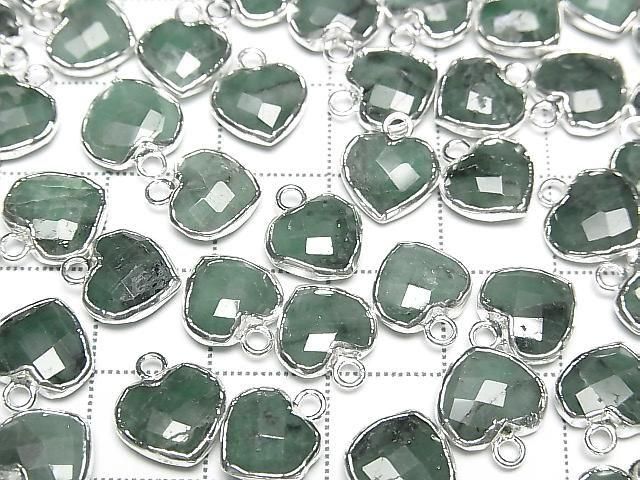 [Video] Emerald Heart Cut Charm Silver Color 3pcs