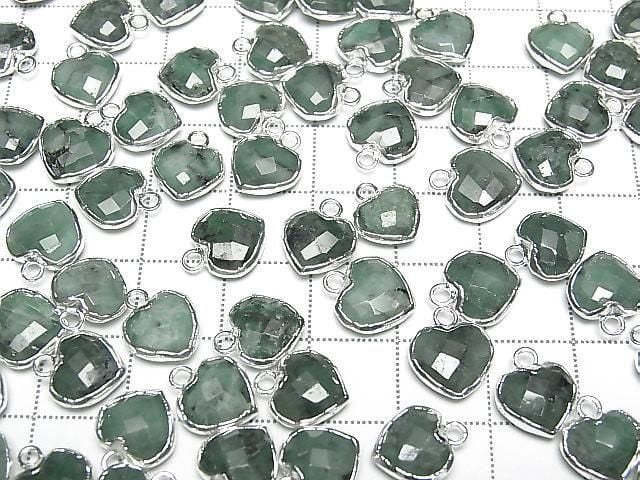 [Video] Emerald Heart Cut Charm Silver Color 3pcs
