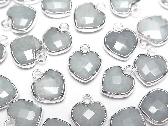 [Video] Aquamarine Heart Cut Charm Silver Color 3pcs