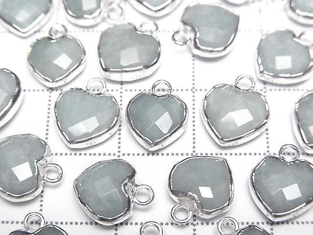 [Video] Aquamarine Heart Cut Charm Silver Color 3pcs