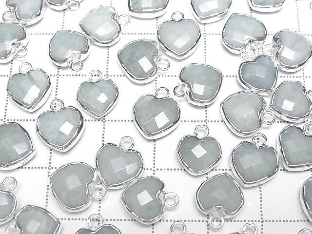 [Video] Aquamarine Heart Cut Charm Silver Color 3pcs
